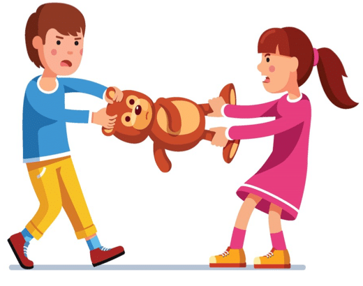 Kids fighting for teddy bear