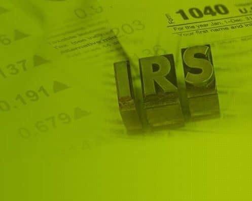 IRS icon behind a green overlay